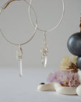Clear Quartz Silver Plated Hoop Earring Designs by Nature Gems