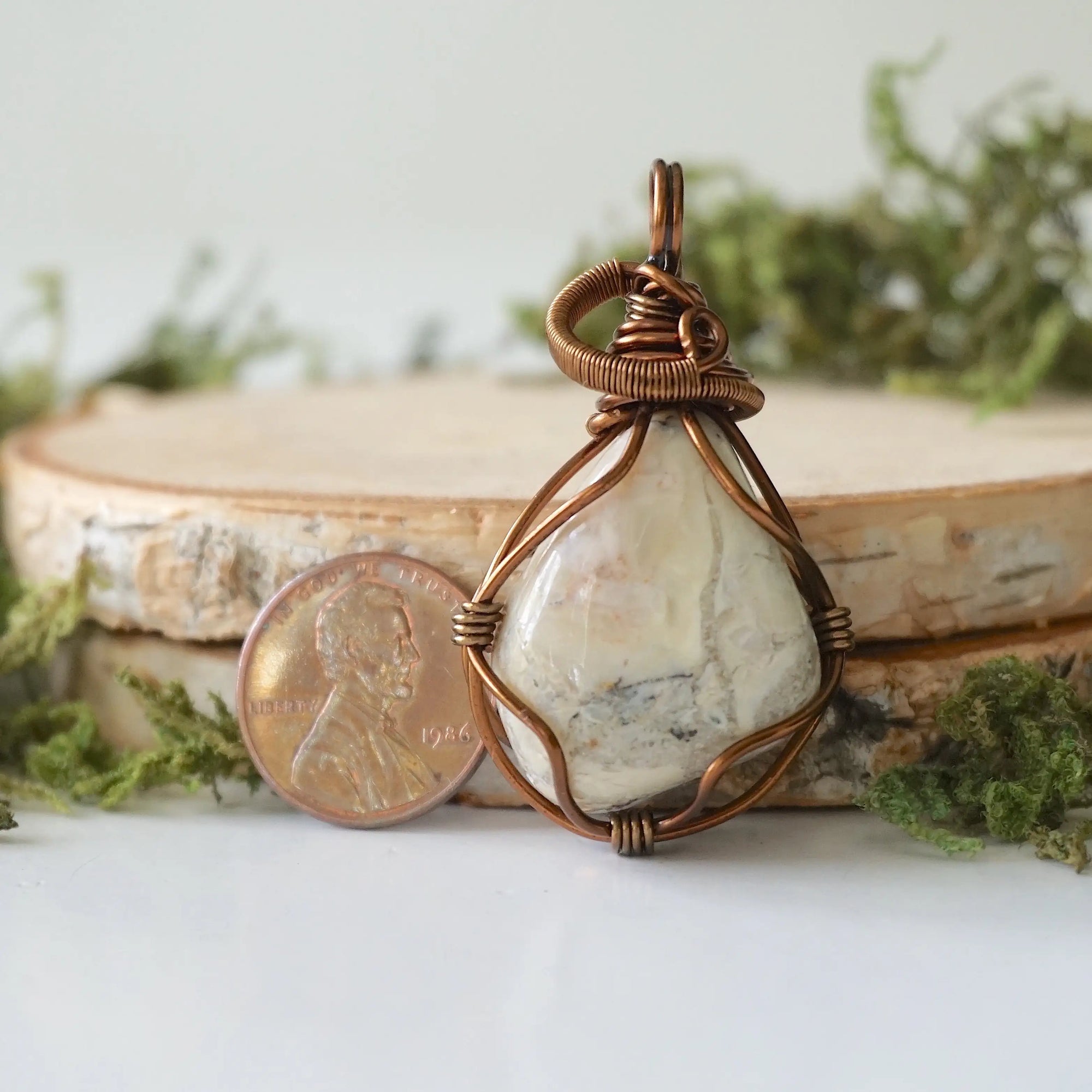 Common Opal Pendant Necklace - Antique Brass Designs by Nature Gems