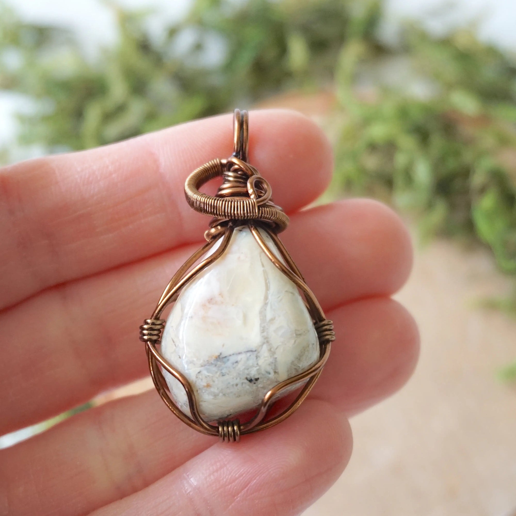 Common Opal Pendant Necklace - Antique Brass Designs by Nature Gems