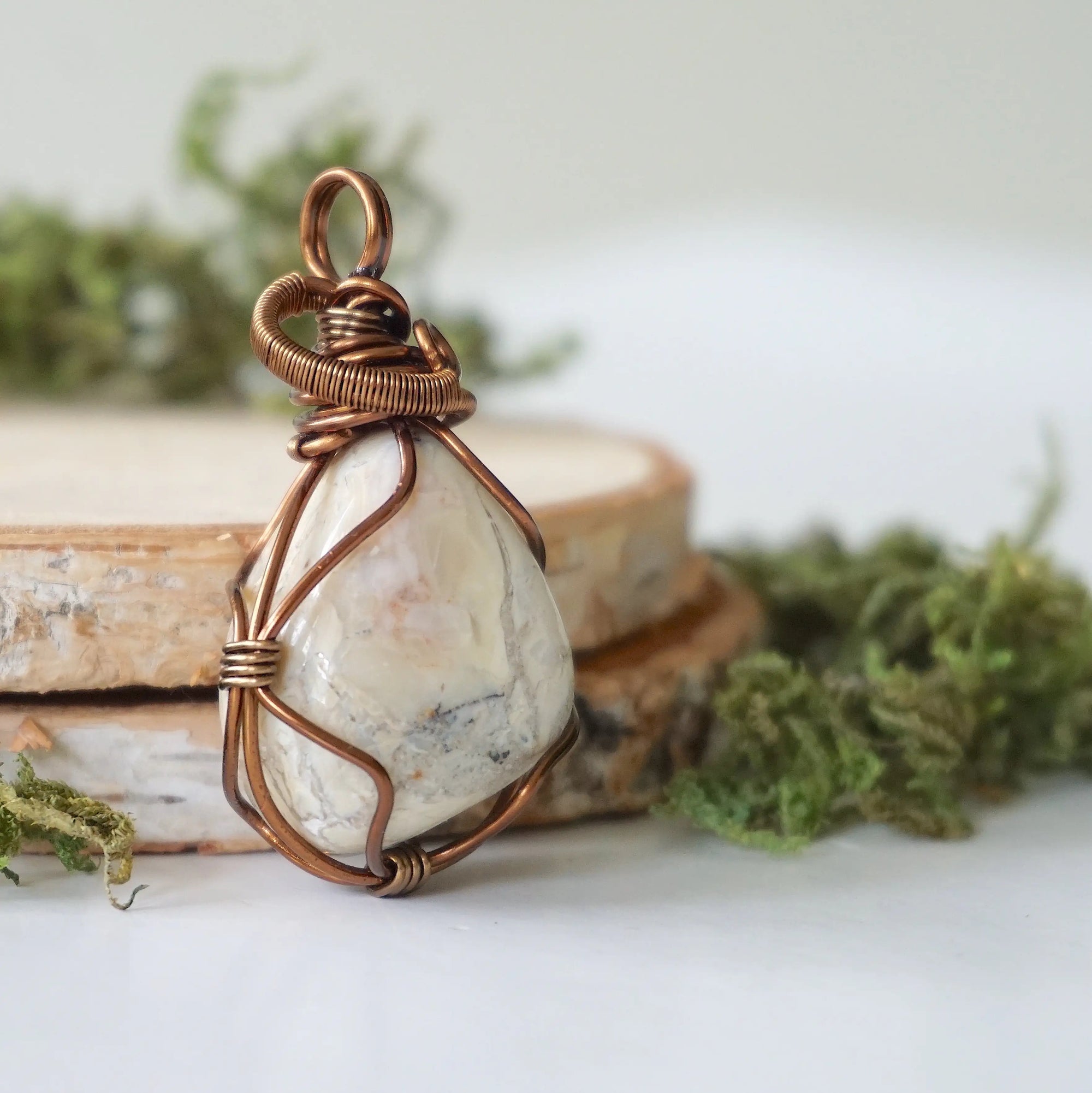 Common Opal Pendant Necklace - Antique Brass Designs by Nature Gems