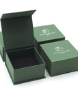 Designs by Nature Gems jewelry box packaging for handcrafted minimalist emerald necklace for women