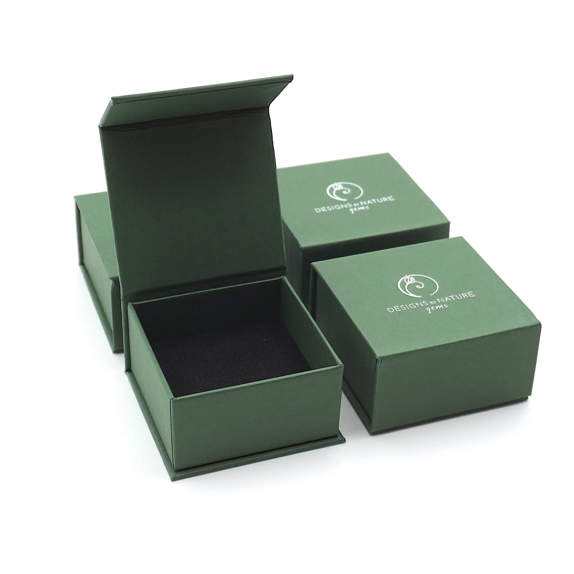 Designs by Nature Gems branded ring box used for packaging a pearl ring