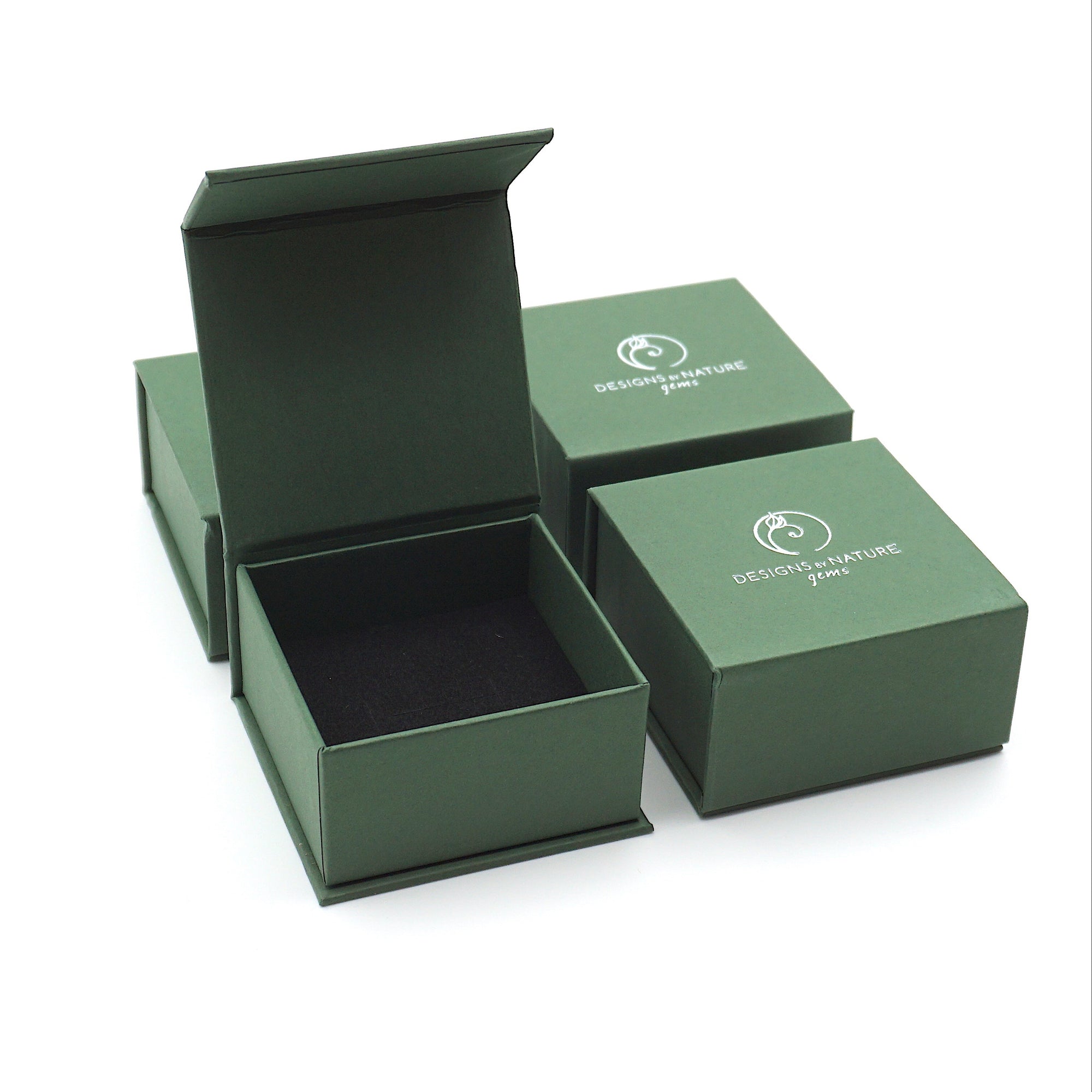 Designs by Nature Gems branded ring box used for packaging a pearl ring