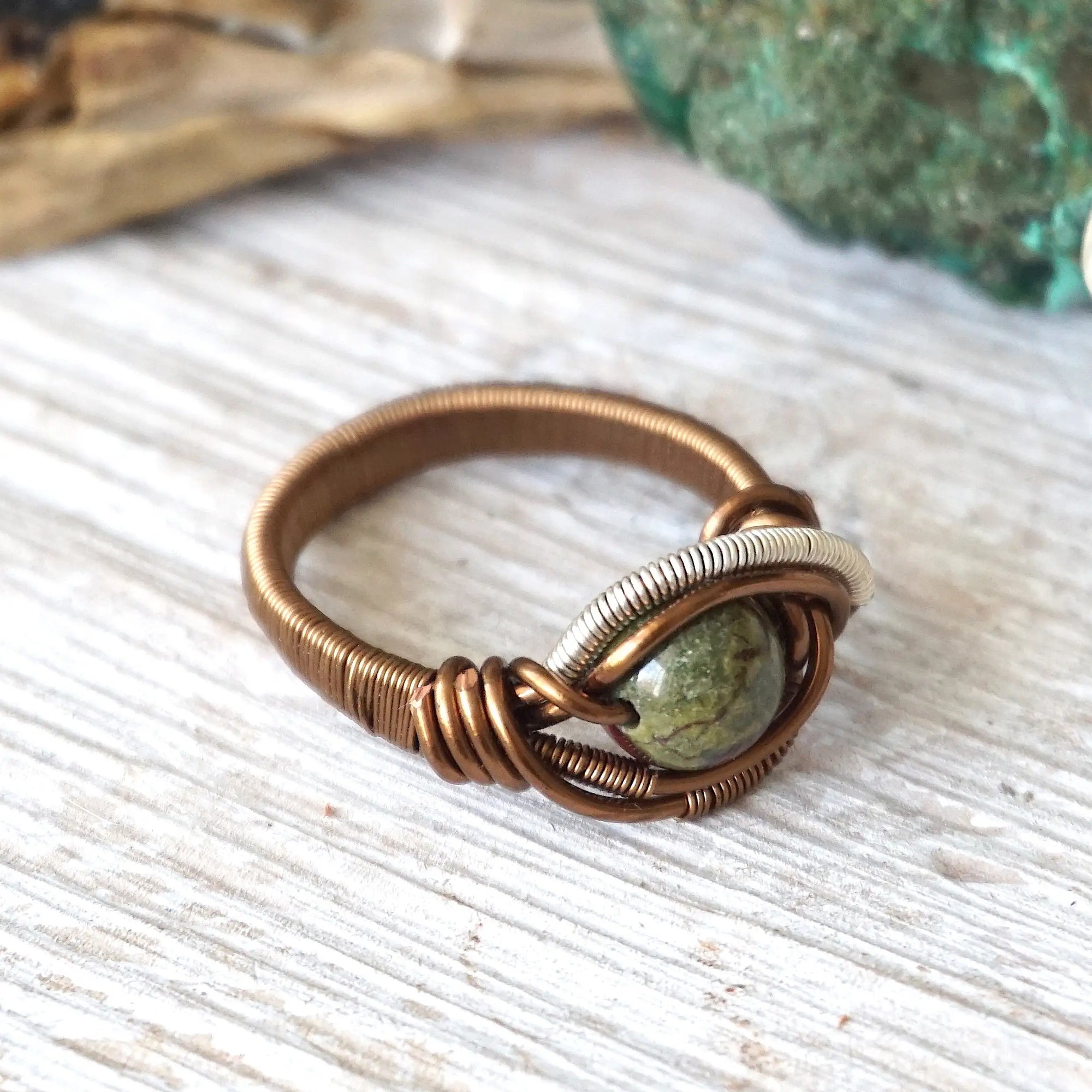 Dragon’s Blood Ring - Antique Bronze Wire Wrapped DesignsbyNatureGems