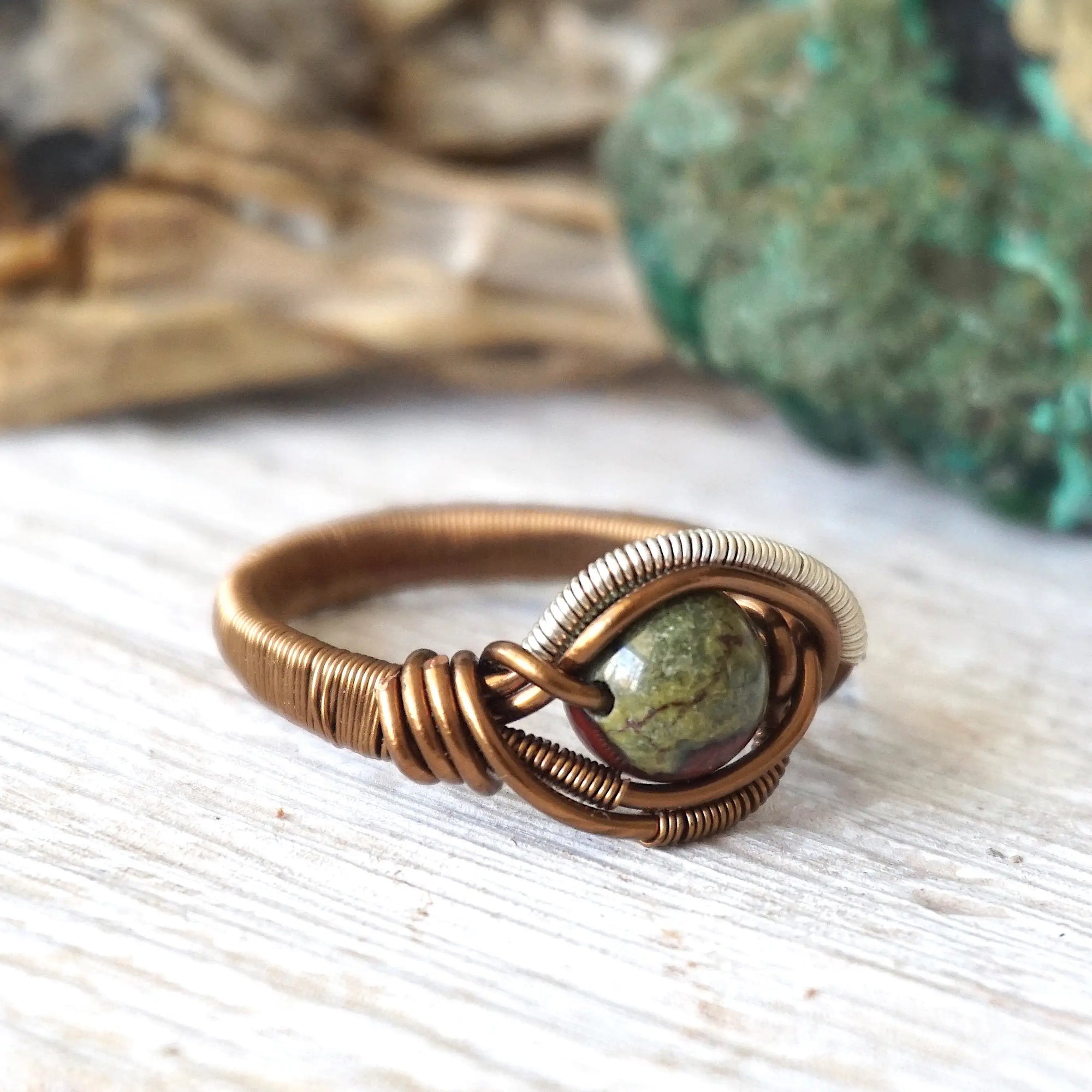Dragon’s Blood Ring - Antique Bronze Wire Wrapped DesignsbyNatureGems