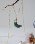 Emerald 14k Gold Filled Moon Charm Necklace Designs by Nature Gems