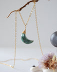 Emerald 14k Gold Filled Moon Charm Necklace Designs by Nature Gems