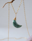 Emerald 14k Gold Filled Moon Charm Necklace Designs by Nature Gems