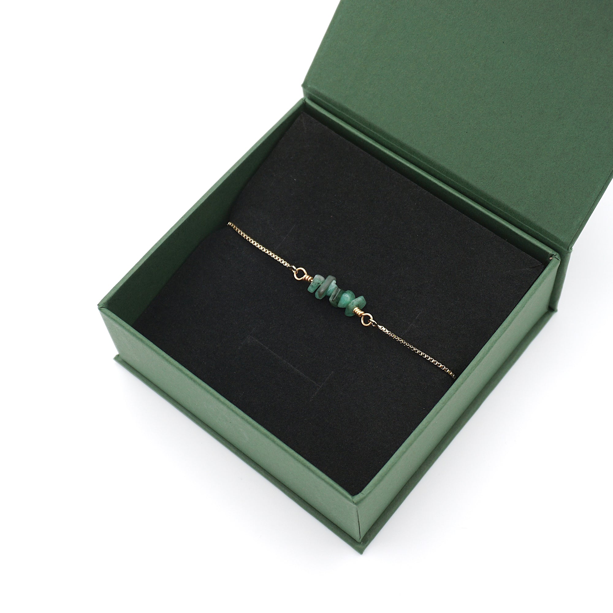Natural emerald slider bracelet in elegant gift box ready for gifting - May birthstone jewelry by Designs by Nature Gems