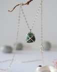 Emerald Sterling Silver Huggie Charm Necklace Designs by Nature Gems