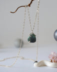 Emerald Sterling Silver Huggie Charm Necklace Designs by Nature Gems