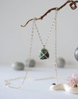 Emerald Sterling Silver Huggie Charm Necklace Designs by Nature Gems