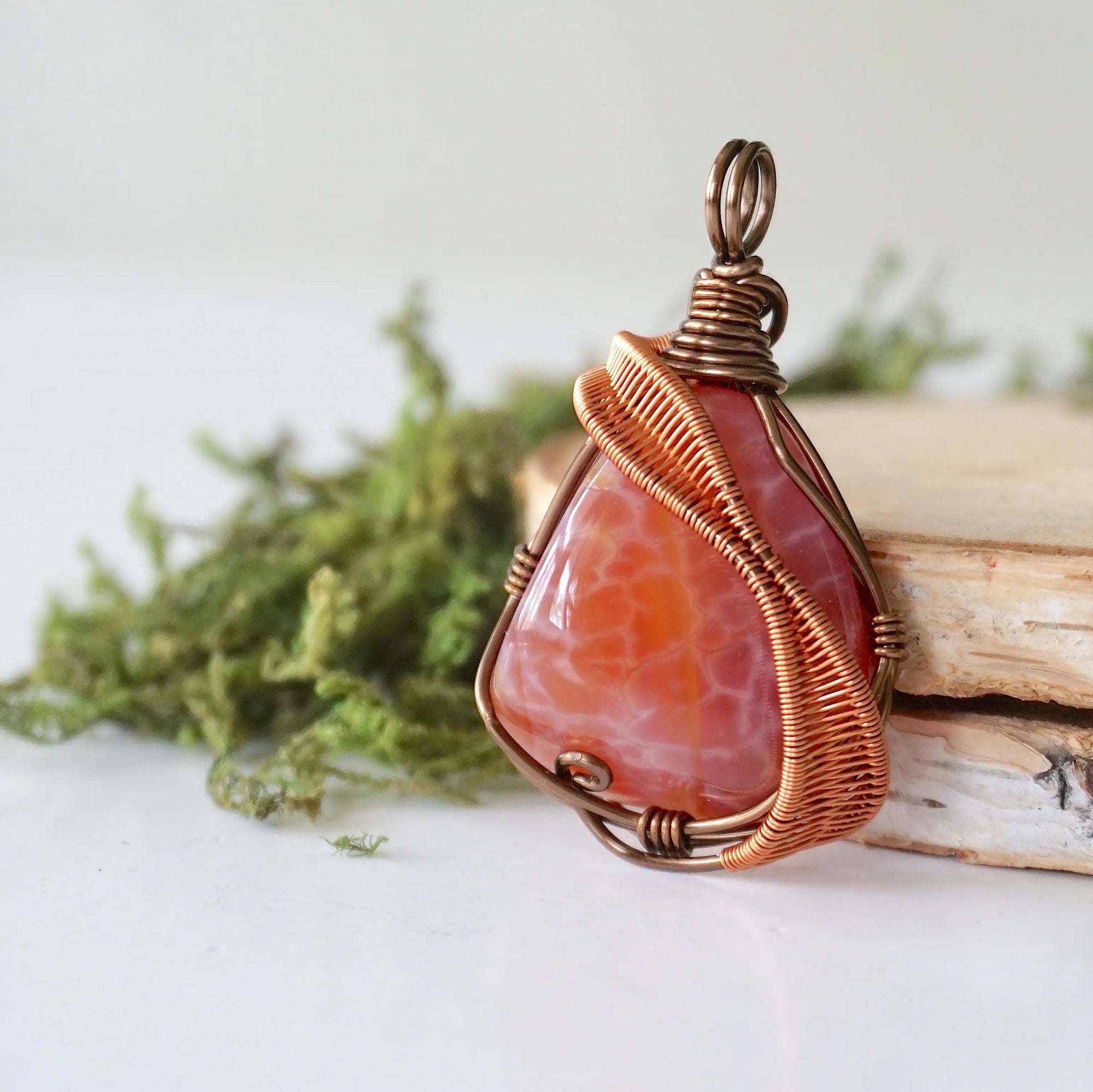 Fire Agate Crystal Necklace DesignsbyNatureGems