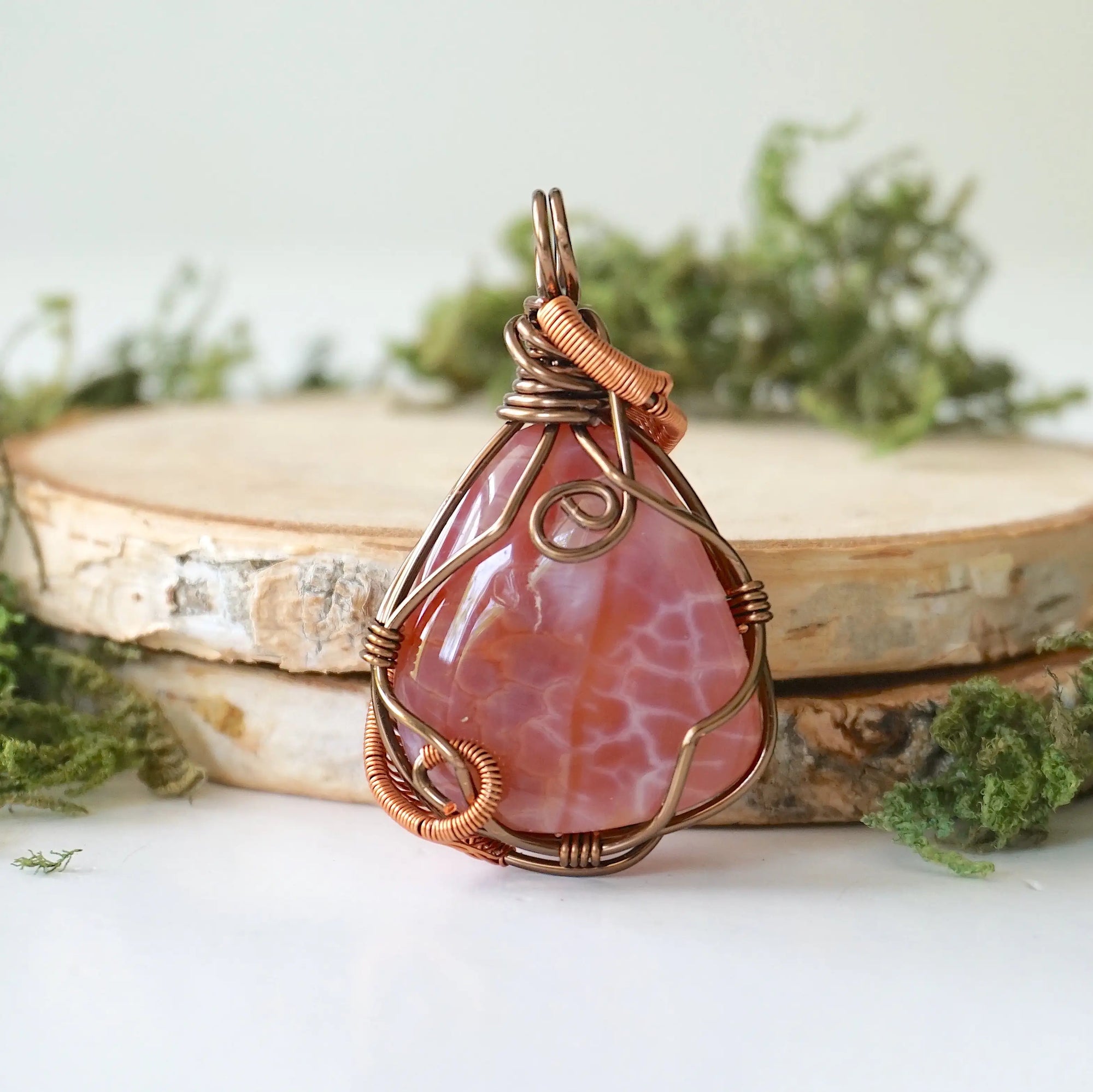 Fire Agate Crystal Necklace DesignsbyNatureGems