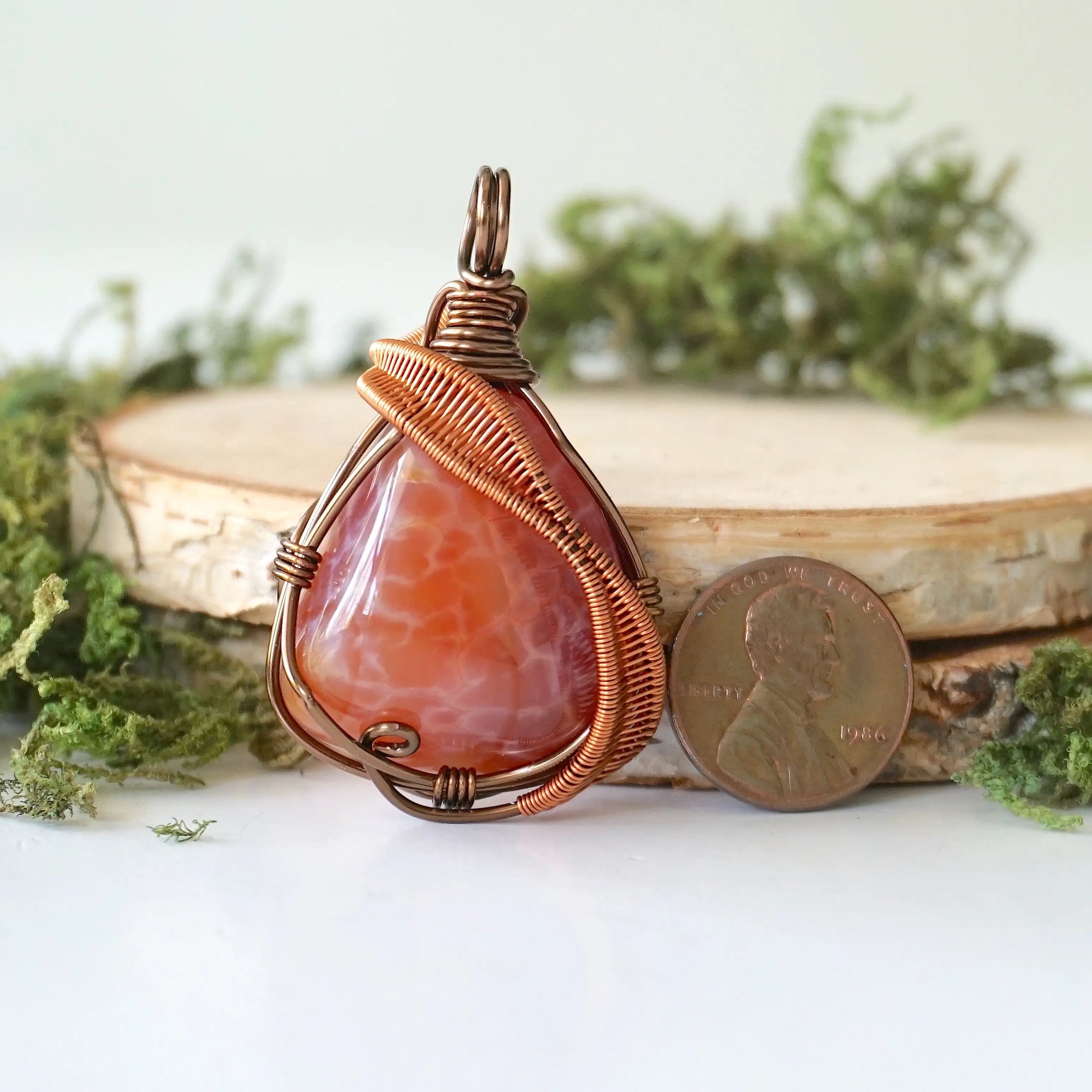 Fire Agate Crystal Necklace DesignsbyNatureGems