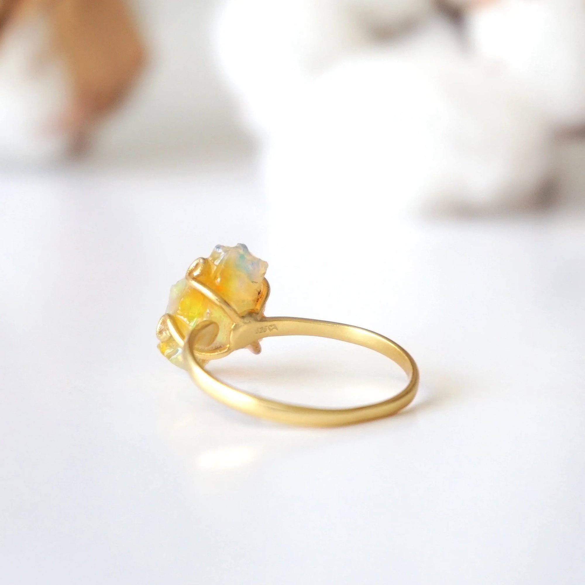 Fire Opal Adjustable Ring - 14k Gold Designs by Nature Gems