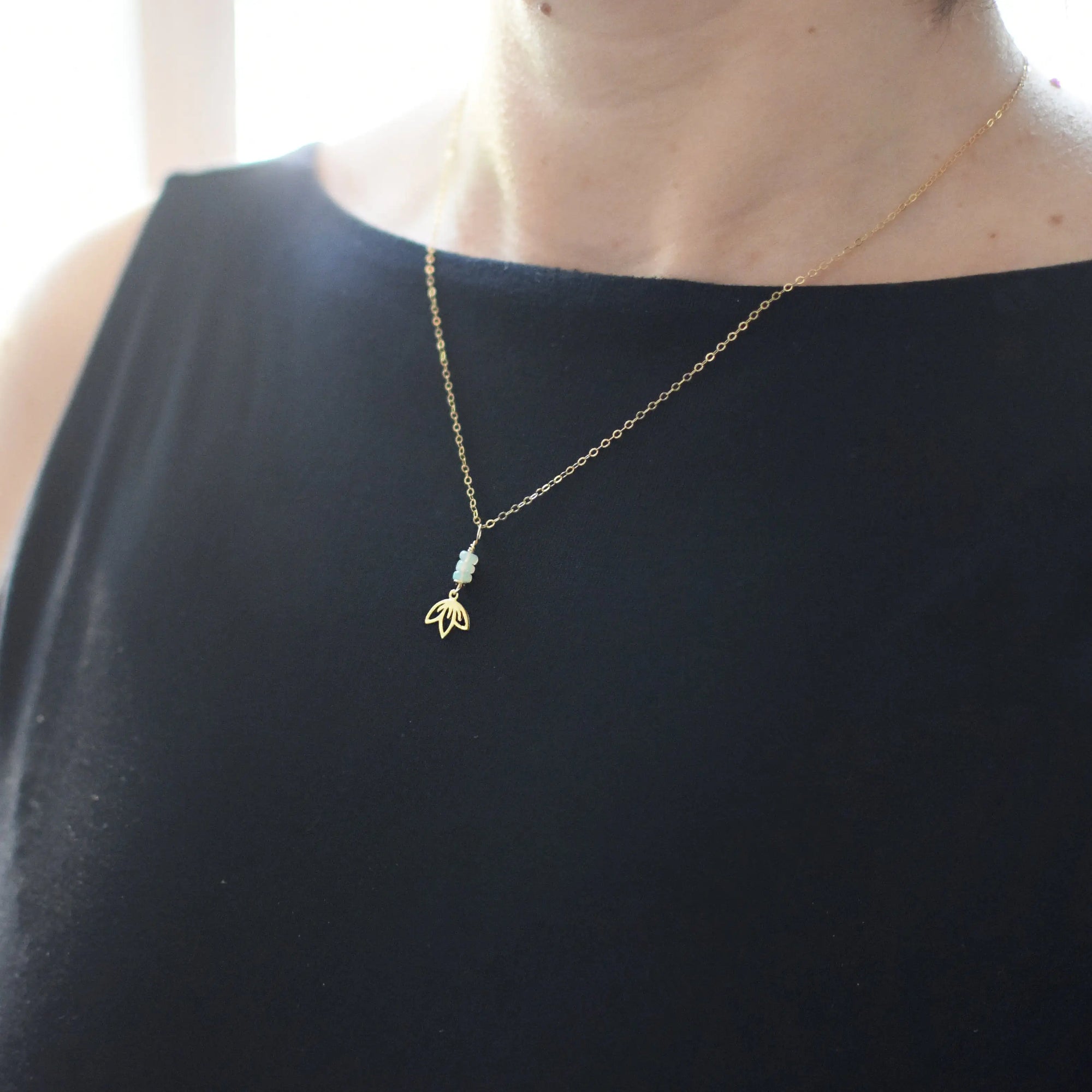 Fire Opal Gold Lotus Necklace Designs by Nature Gems