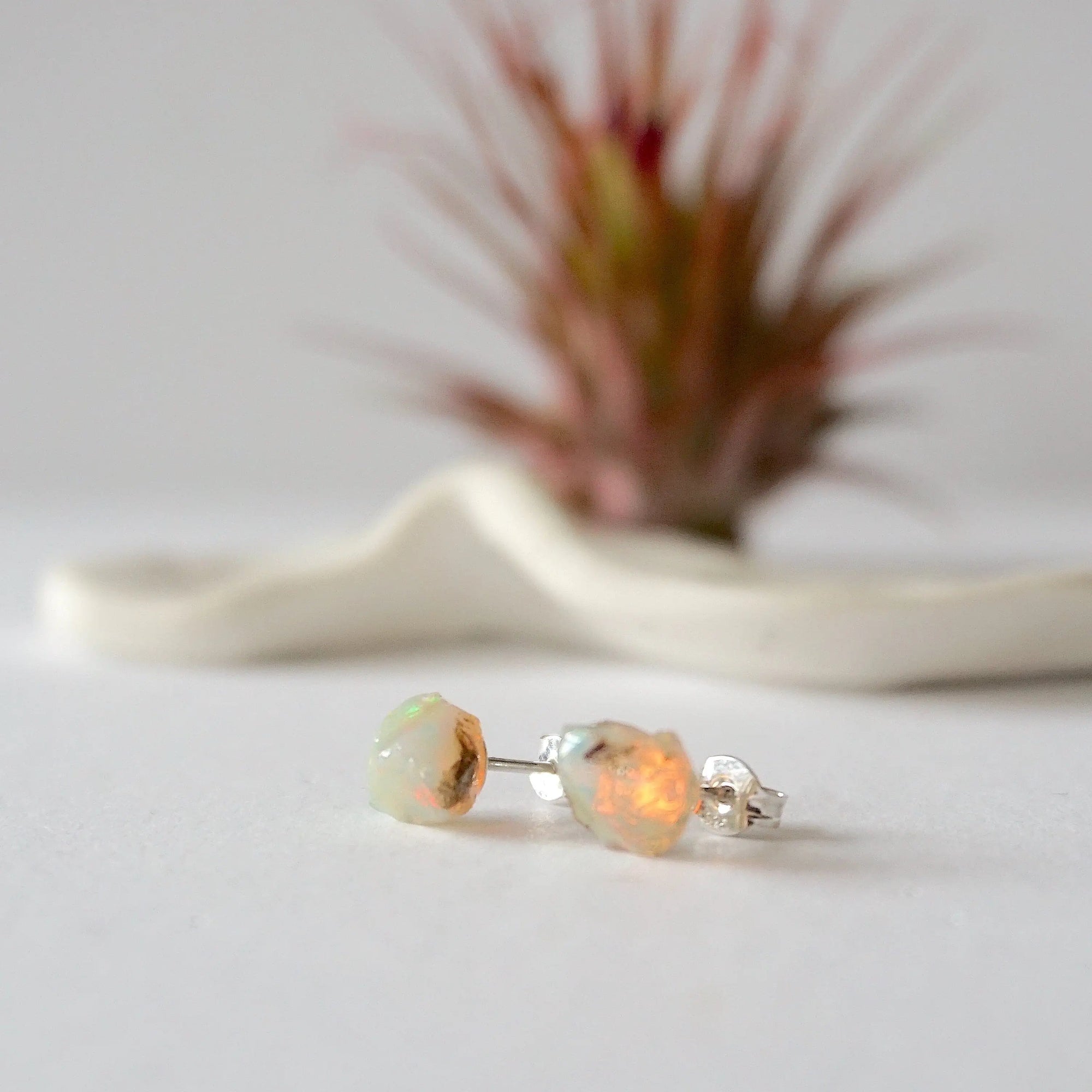 Fire Opal Stud Earrings DesignsbyNatureGems