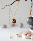 Garnet 14K Gold Filled Huggie Charm Necklace Designs by Nature Gems