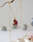 Garnet 14K Gold Filled Huggie Charm Necklace Designs by Nature Gems