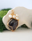 Garnet and Pearl Necklace - Gold Plated Necklace Designs by Nature Gems