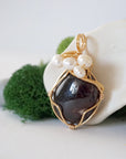 Garnet and Pearl Necklace - Gold Plated Necklace Designs by Nature Gems