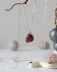 Garnet Sterling Silver Huggie Charm Necklace Designs by Nature Gems