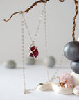 Garnet Sterling Silver Huggie Charm Necklace Designs by Nature Gems