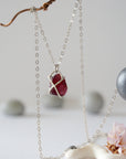 Garnet Sterling Silver Huggie Charm Necklace Designs by Nature Gems