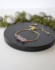 Gold Plated Adjustable Amethyst Bar Crystal Bracelet Designs by Nature Gems