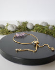 Gold Plated Adjustable Amethyst Bar Crystal Bracelet Designs by Nature Gems