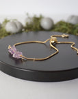 Gold Plated Adjustable Amethyst Bar Crystal Bracelet Designs by Nature Gems