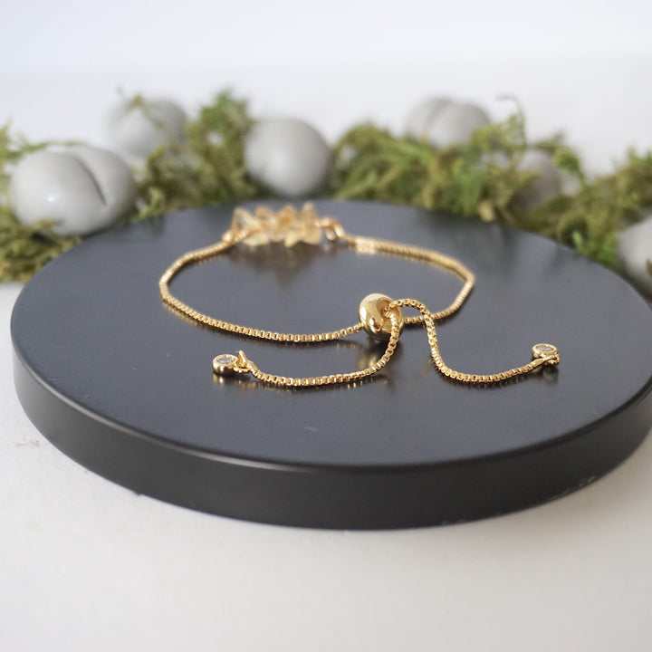Gold Plated Adjustable Citrine Crystal Bar Bracelet Designs by Nature Gems