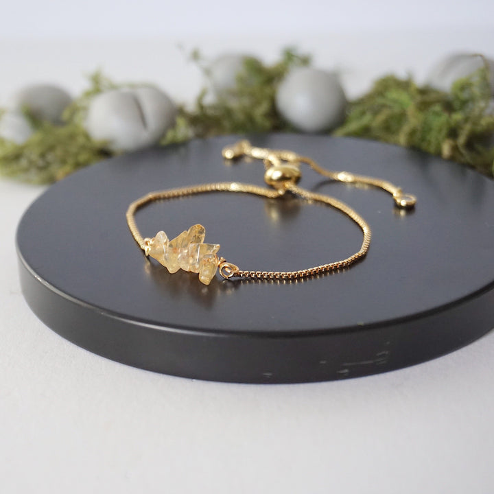 Gold Plated Adjustable Citrine Crystal Bar Bracelet Designs by Nature Gems