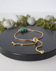 Gold Plated Adjustable Emerald Crystal Bar Bracelet Designs by Nature Gems