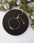 Gold Plated Adjustable Emerald Crystal Bar Bracelet Designs by Nature Gems