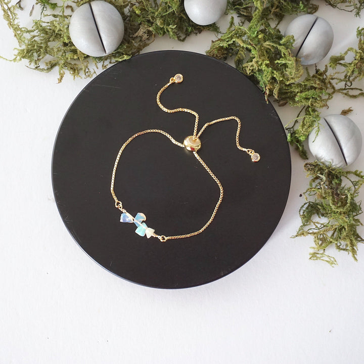 Gold Plated Adjustable Fire Opal Crystal Bar Bracelet Designs by Nature Gems
