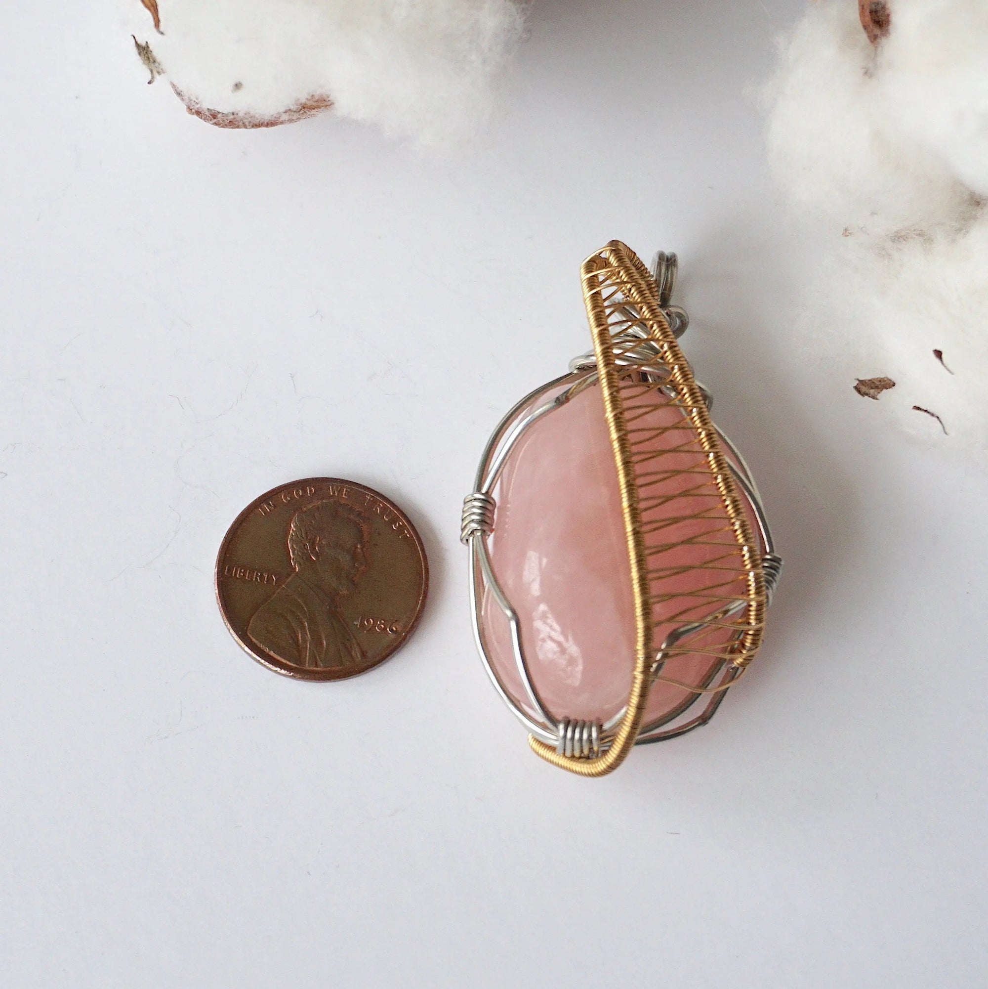 Gold Rose Quartz Crystal Necklace - White Gold/Gold Plated DesignsbyNatureGems