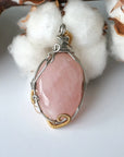 Gold Rose Quartz Crystal Necklace - White Gold/Gold Plated DesignsbyNatureGems