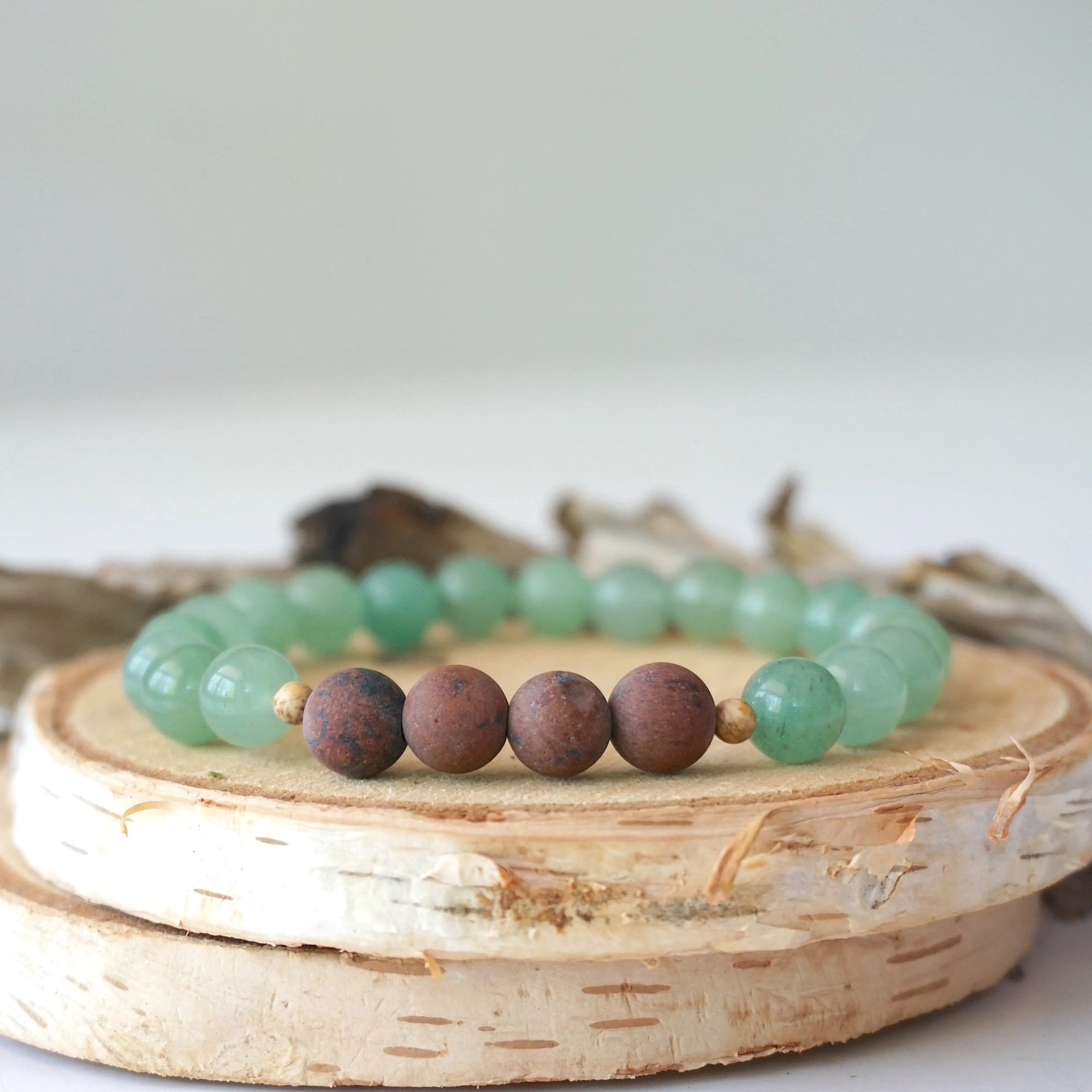 Green Aventurine and Mahogany Obsidian - Mala Bracelet DesignsbyNatureGems