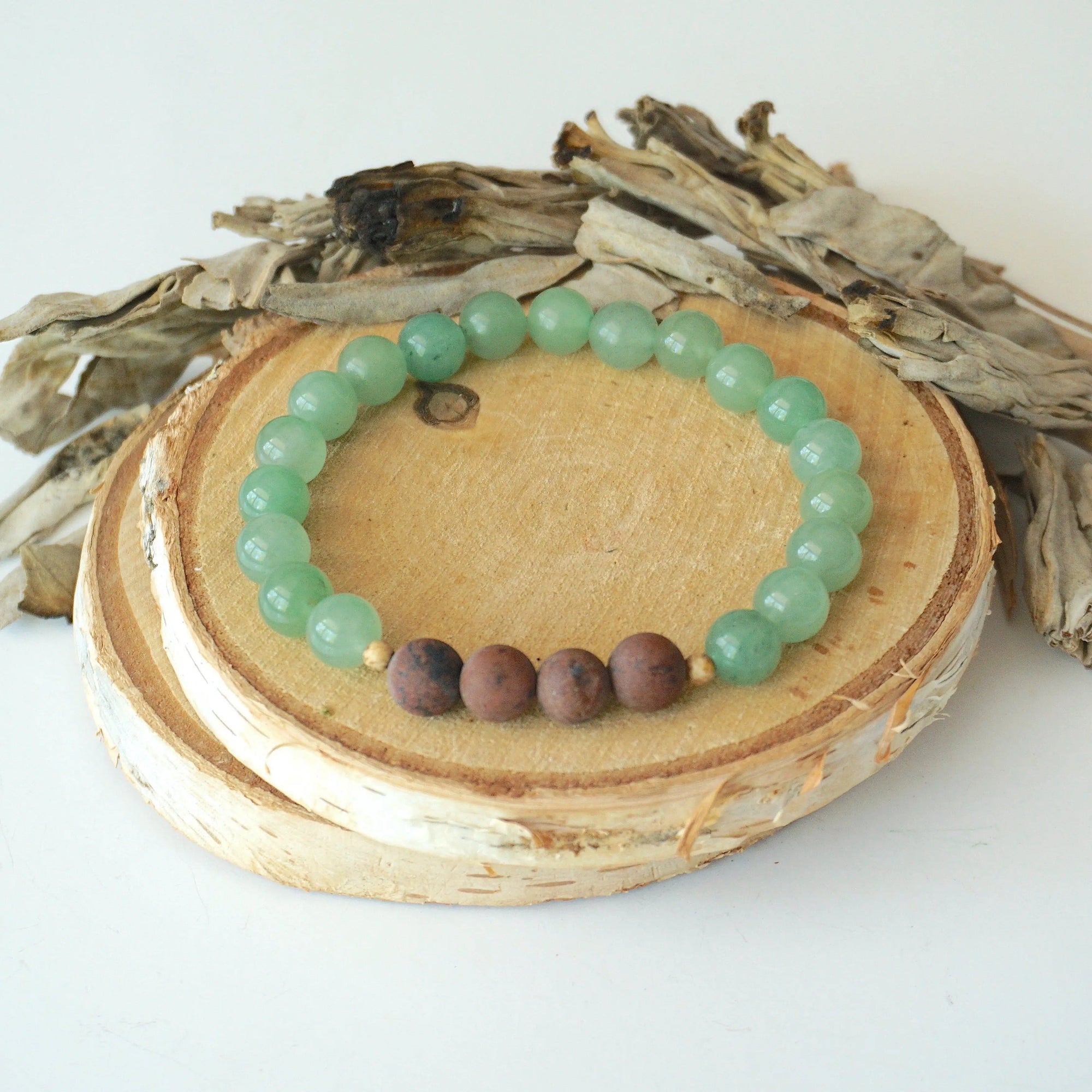 Green Aventurine and Mahogany Obsidian - Mala Bracelet DesignsbyNatureGems