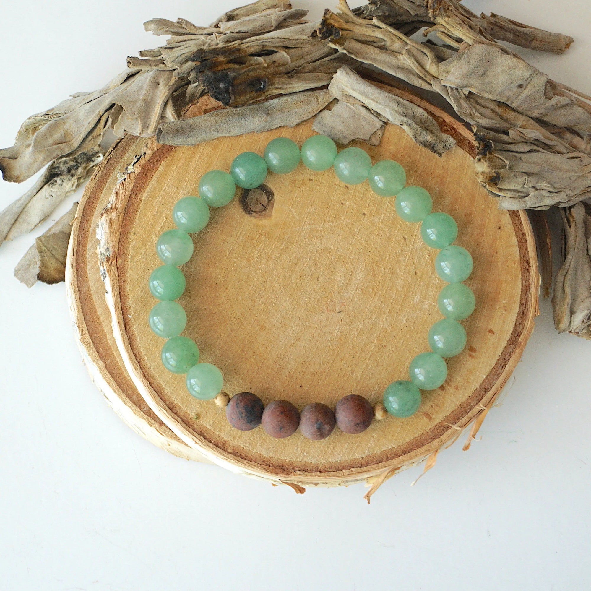 Green Aventurine and Mahogany Obsidian - Mala Bracelet DesignsbyNatureGems