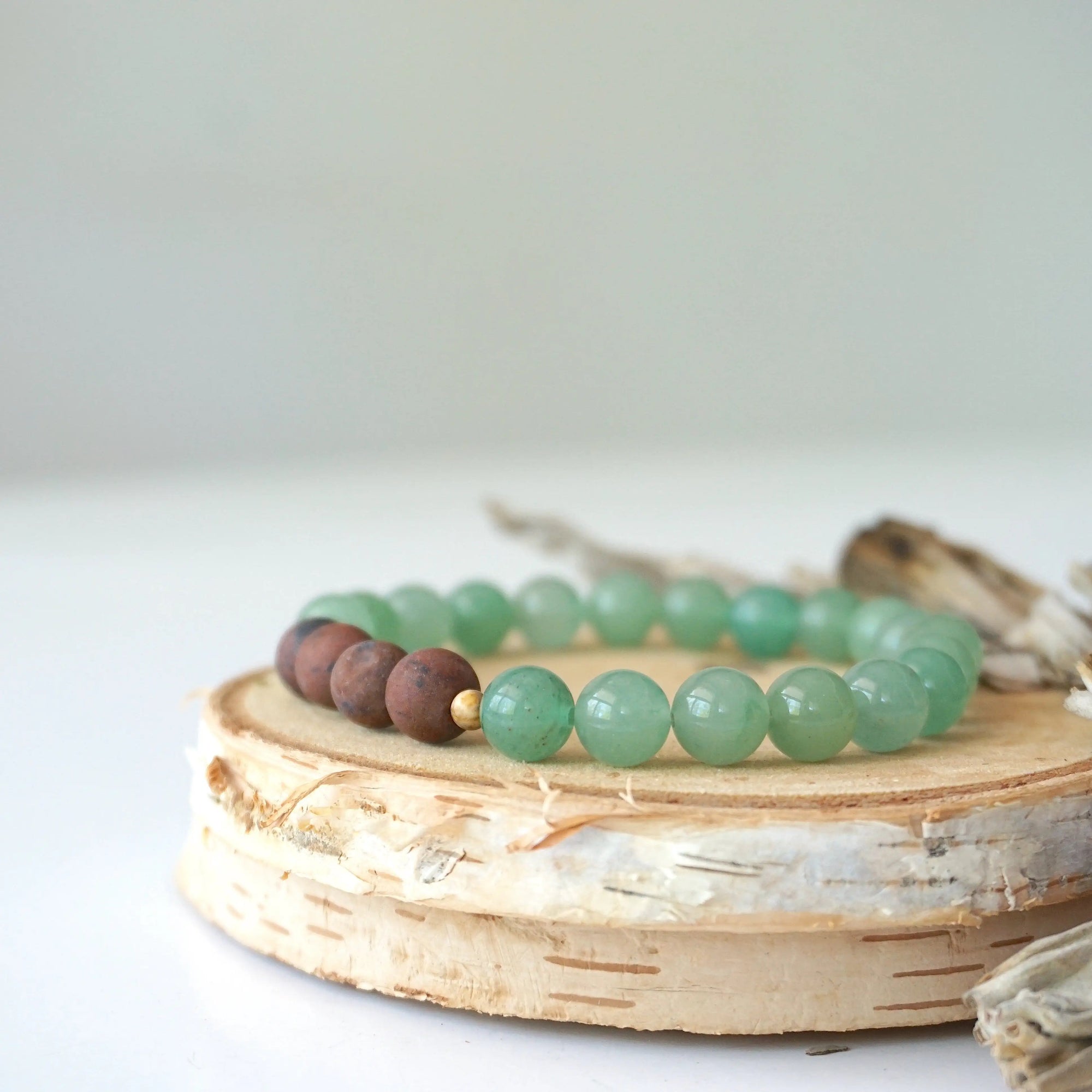Green Aventurine and Mahogany Obsidian - Mala Bracelet DesignsbyNatureGems