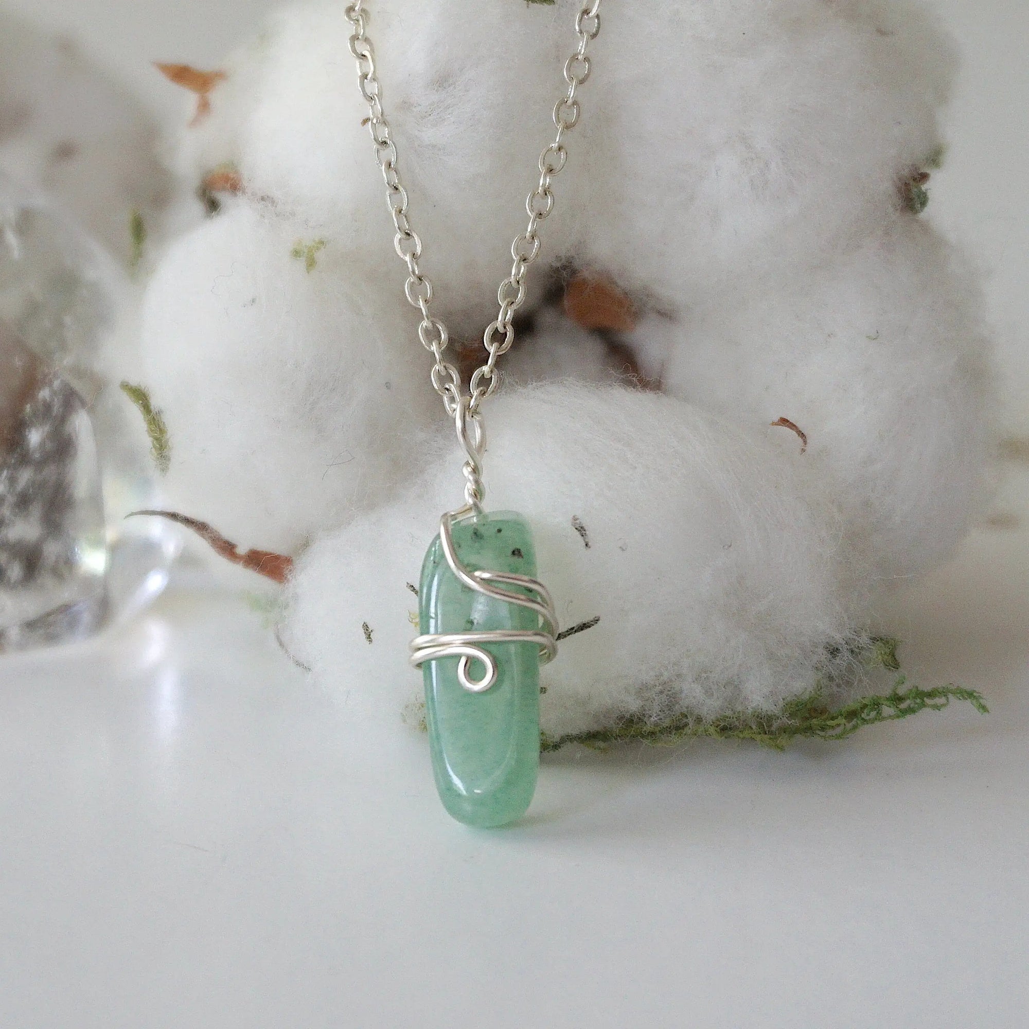 Green Aventurine Crystal Charm Necklace DesignsbyNatureGems
