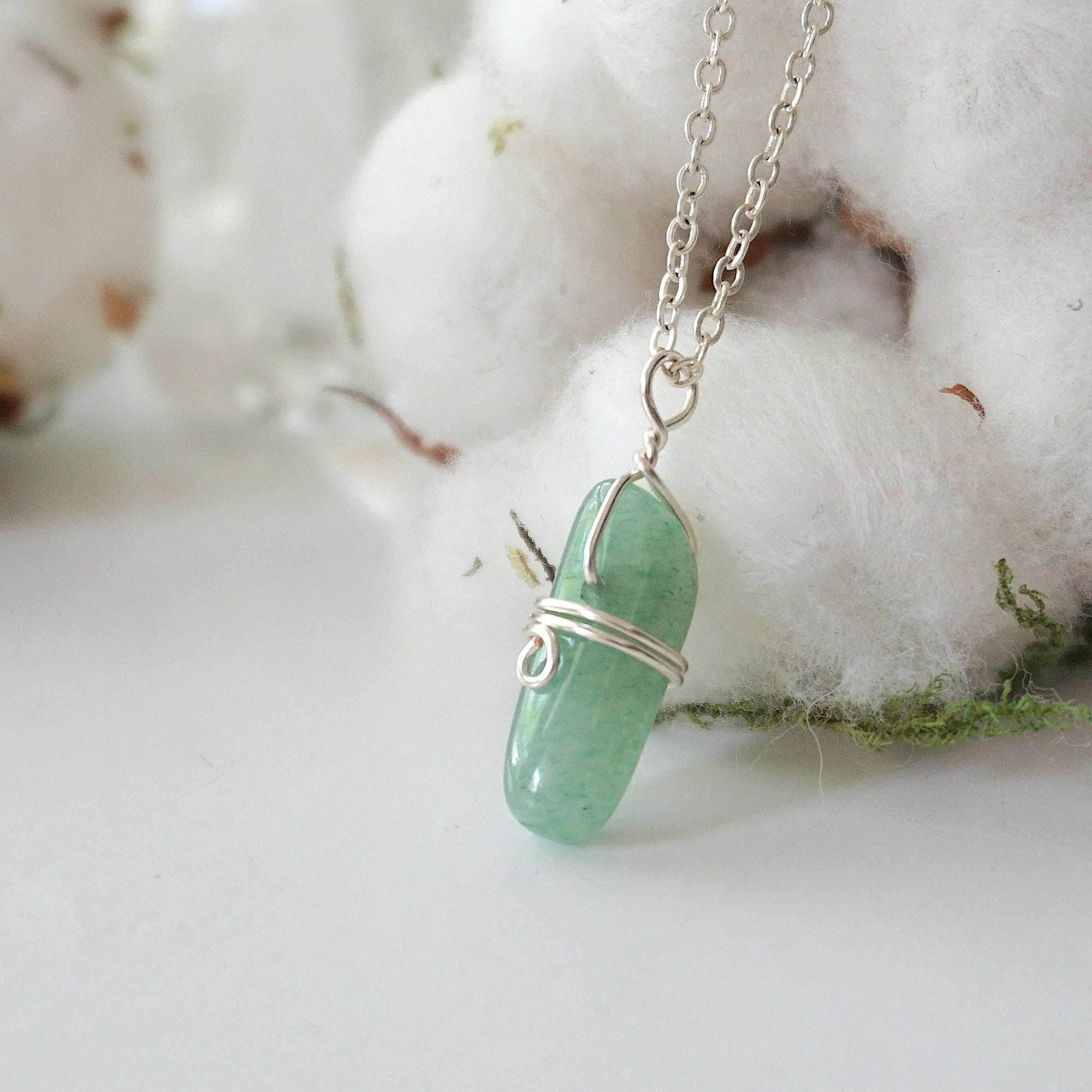 Green Aventurine Crystal Charm Necklace DesignsbyNatureGems