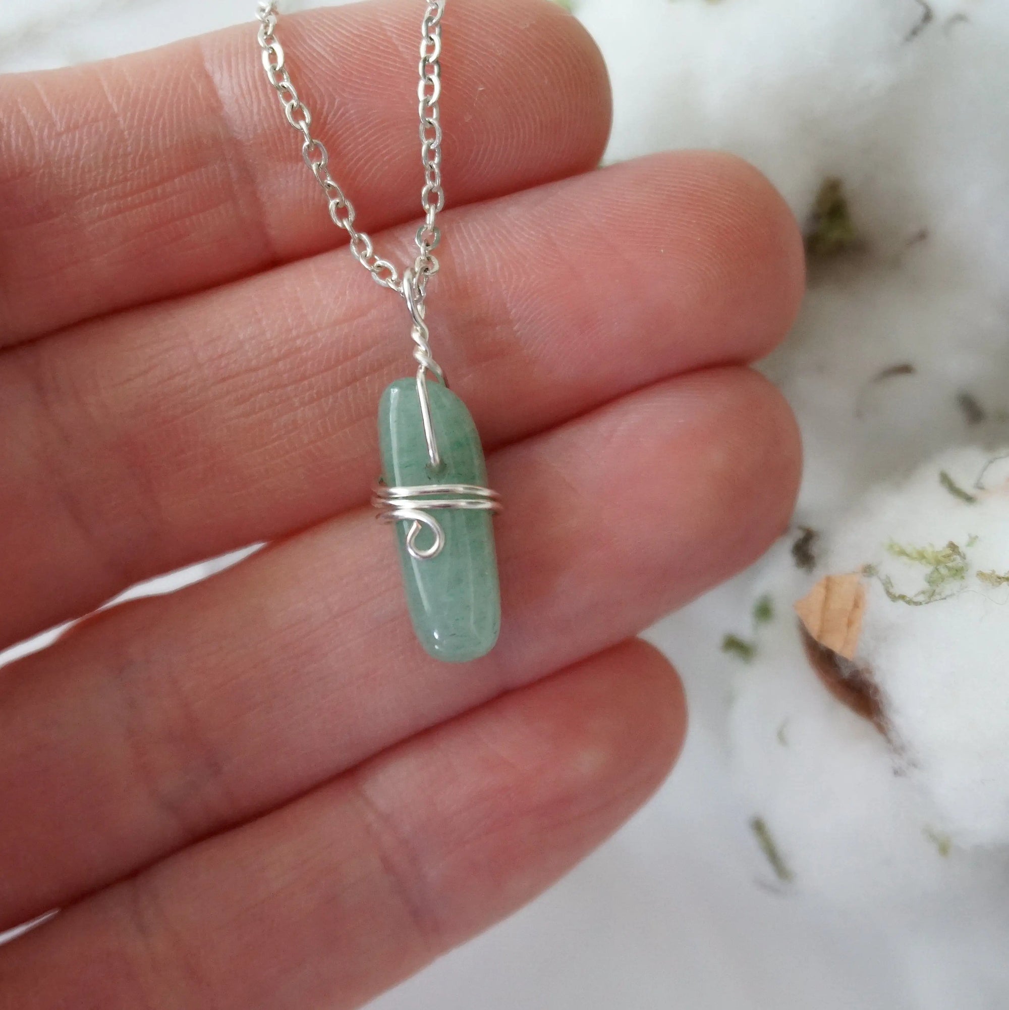Green Aventurine Crystal Charm Necklace DesignsbyNatureGems