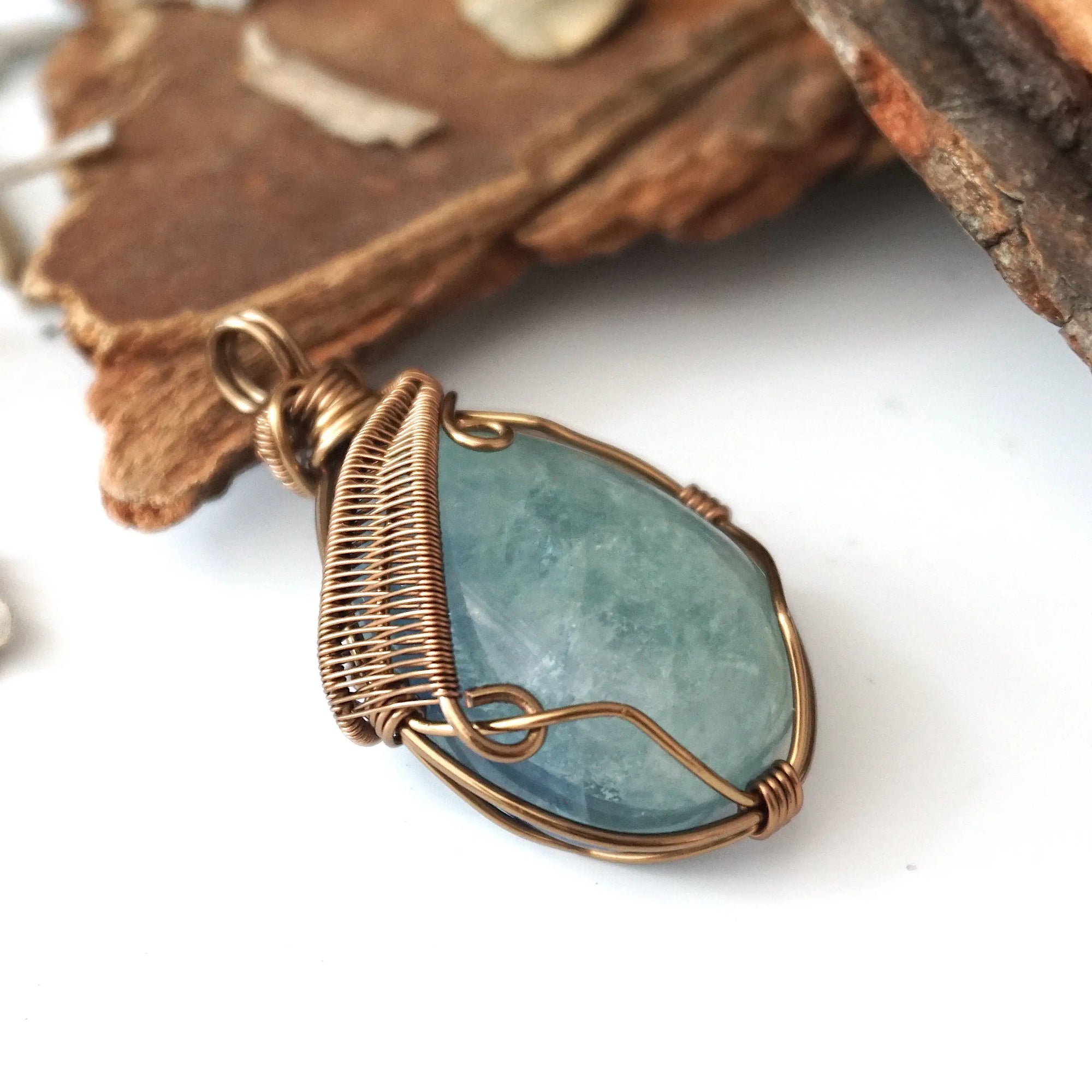 Green Fluorite Necklace - Antique Bronze Designs by Nature Gems