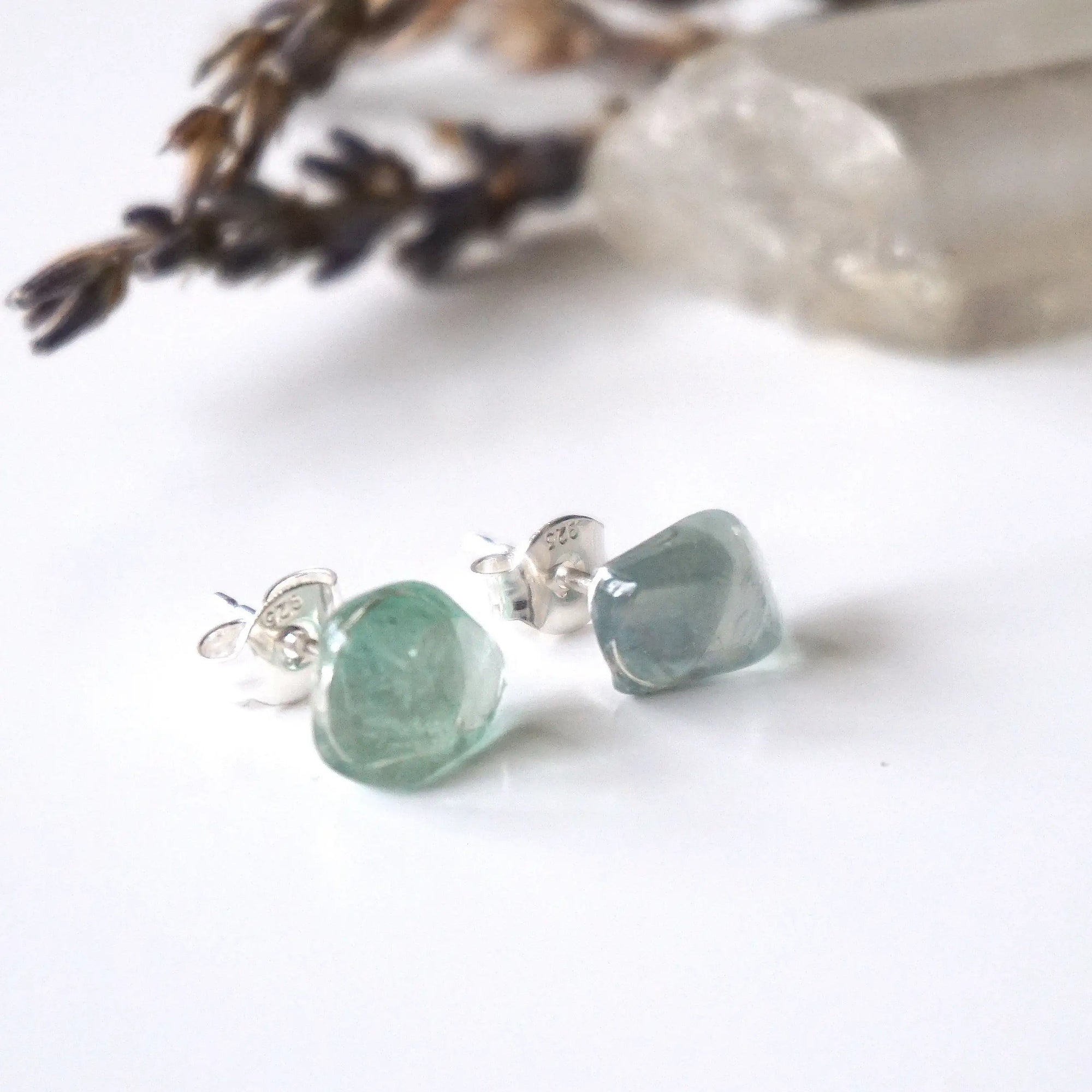 Green Fluorite Stud Earrings Designs by Nature Gems