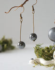 Hematite Crystal Drop Earrings in Antique Bronze Designs by Nature Gems