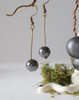 Hematite Crystal Drop Earrings in Antique Bronze Designs by Nature Gems